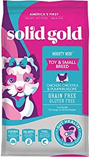 Solid Gold - Mighty Mini with All Natural Chicken, Chickpea and Pumpkin Recipe - Probiotic Support - Grain Free - Holistic Dry Dog Food for Toy and Small Breeds of All Life Stages - 4lb Bag