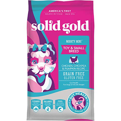 Solid Gold - Mighty Mini with All Natural Chicken, Chickpea and Pumpkin Recipe - Probiotic Support - Grain Free - Holistic Dry Dog Food for Toy and Small Breeds of All Life Stages - 4lb Bag