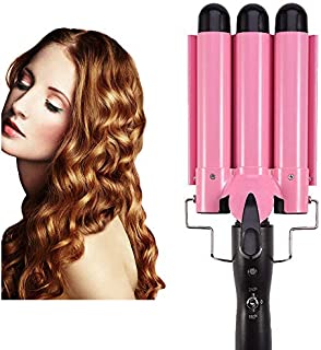 Hair Curling Iron 3 Barrel Wand Temperature Adjustable 25mm Hair Waver Curling Iron for Long or Short Hair Heat Up Quickly Last Long Curling Iron Hair Waver Hot Tools for Women or Girls(Pink)