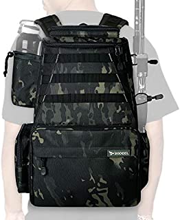 Rodeel Fishing Tackle Backpack, 2 Fishing Rod Holders, Large Storage,Backpack for Trout Fishing Outdoor Sports Camping Hiking