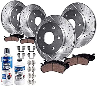 Detroit Axle - 6-Lug Brake Kit for 2012 2013 2014 2015 2016 2017 Ford F-150 Manual Parking Brake - Front and Rear Rotor, Ceramic Brake Pad (Drilled and Slotted Performance)