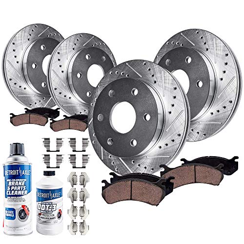 Detroit Axle - 6-Lug Brake Kit for 2012 2013 2014 2015 2016 2017 Ford F-150 Manual Parking Brake - Front and Rear Rotor, Ceramic Brake Pad (Drilled and Slotted Performance)