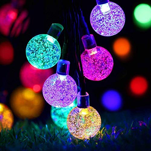 Solar String Lights Outdoor , 50LED Globe Fairy Waterproof Lights , 8 Mode 7M/24Ft Indoor/Outdoor Solar String Lights for Garden, Patio Yard, Home ,Christmas ,Parties ,Wedding (Multi-Colored)