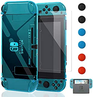 Dockable Case for Nintendo Switch [Updated],FYOUNG Protective Accessories Cover Case for Nintendo Switch and Nintendo Switch Joy-Con Controller with a Tempered Glass Screen Protector - Clear Blue