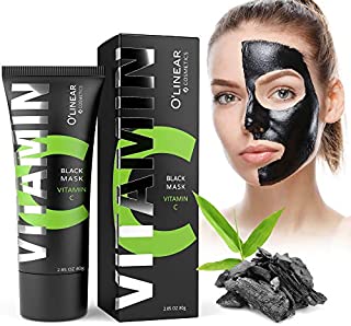 Black Charcoal Mask - Face Peel Off Mask with Organic Bamboo and Vitamin C  Deep Cleansing Pore Blackhead Removal and Purifying Black Mask for Men and Women