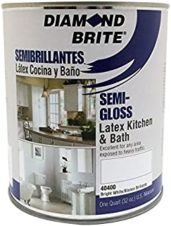 Diamond Brite Paint 40400 1 Quart Kitchen and Bath with Mildew Protection Semi Gloss Latex Paint White