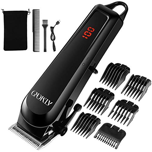 Cordless Hair Clippers for Men with High Speed Motor, ATMOKO Professional Mens Hair Clippers for Home Barber, Grooming Clippers Hair/Beard Trimmers, LCD Display, Bright Black