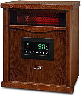 Ivation Portable Electric Space Heater, 1500-Watt 6-Element Infrared Quartz Mini Heater With Digital Thermostat, Remote Control, Timer & Filter, Cherry Oak,