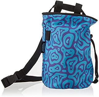 Hueco Chalk Bag with Belt and Zipper Smartphone Pocket for Rock Climbing, Bouldering, Gymnastics, Fitness, Cross Fit and Weightlifting (Blue/Purple Wave)