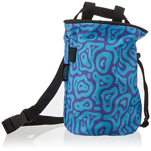 Hueco Chalk Bag with Belt and Zipper Smartphone Pocket for Rock Climbing, Bouldering, Gymnastics, Fitness, Cross Fit and Weightlifting (Blue/Purple Wave)