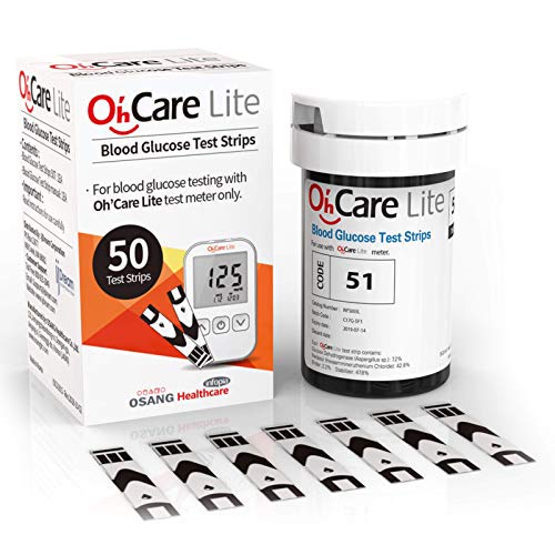 OhCare Lite Blood Glucose Test Strips (50pcs) - Diabetic Test Strips Calibrated for OhCare Lite Blood Sugar Testing Monitor/Glucometer  Affordable Diabetic Supplies by ijCare (1)