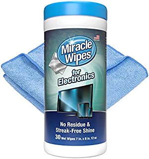 MiracleWipes for Electronics Cleaning - Screen Wipes Designed for TV, Phones, Monitors and More - (30 Count)