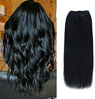 ABH AMAZINGBEAUTY halo hair extensions human hair, Thick Full Head 120 Gram, #1 Jet Black, 20 Inch