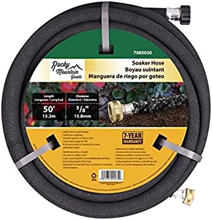 Rocky Mountain Goods Soaker Hose - Heavy duty rubber - Saves 70% water - End cap included for additional hose connect - Great for gardens/flower beds - Reinforced fittings (50-Feet by 5/8-Inch)