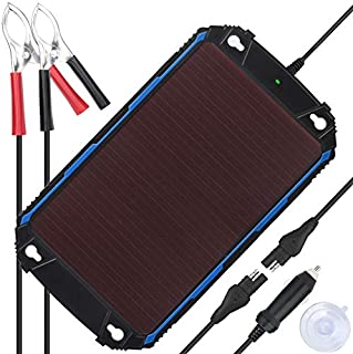 SUNER POWER Upgraded Waterproof 12V Solar Battery Charger & Maintainer Pro - Built-in Intelligent MPPT Charge Controller - 5 Watt Solar Panel Trickle Charging Kit for Car, Marine, Motorcycle, RV, etc