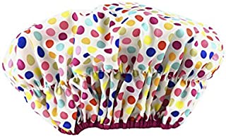 Betty Dain Fashionista Collection Mold Resistant Lined Shower Cap, Waterproof Exterior, PEVA Lining, Mold and Mildew Resistant, Oversized Design for All Hair Lengths, Elasticized Hem, Deco Dots