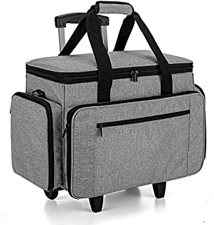 Luxja Sewing Machine Case with Detachable Dolly, Rolling Sewing Machine Tote with Removable Bottom Pad (Fits for Most Standard Sewing Machines), Gray (Patented Design)