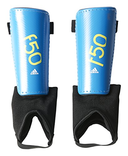 adidas Performance F50 Youth Shin Guards, Solar Blue/Semi Solar Yellow, X-Large