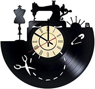 Sewing Machine Vinyl Clock - Great idea for Tailor, Outfitter, Dressmaker, Garment-Maker, couturier, Fashion Designer - Customize Your Clock