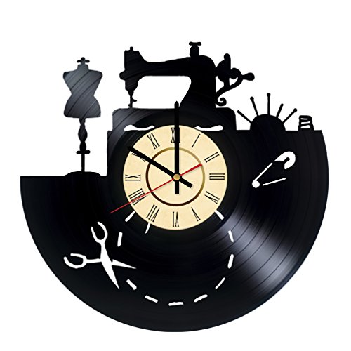 Sewing Machine Vinyl Clock - Great idea for Tailor, Outfitter, Dressmaker, Garment-Maker, couturier, Fashion Designer - Customize Your Clock