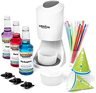 Hawaiian Shaved Ice S900A Shaved Ice and Snow Cone Machine with 3 Flavor Syrup Pack and Accessories