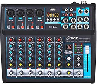 Professional Audio Mixer Sound Board Console Desk System Interface 8 Channel Digital USB Bluetooth MP3 Computer Input 48V Phantom Power Stereo DJ Studio FX 16Bit DSP Processor Pyle PMXU83BT, Black