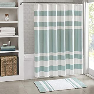 Madison Park Spa Waffle Shower Curtain Pieced Solid Microfiber Fabric with 3M Scotchgard Water Repellent Treatment Modern Home Bathroom Decorations, Standard 72X72, Aqua