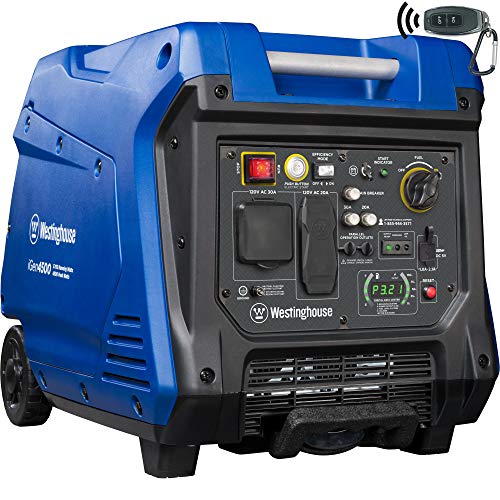 Westinghouse iGen4500 Super Quiet Portable Inverter Generator 3700 Rated & 4500 Peak Watts, Gas Powered, Electric Start, RV Ready, CARB Compliant