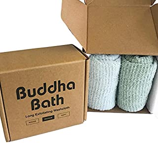 2 Pack - Buddha Bath Body Premium Long Exfoliating Asian Shower Bath Washcloth Towel - Face and Body - MEDIUM