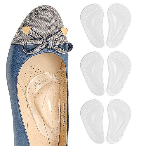 Dr. Foot's Arch Support Shoe Insoles for Flat Feet, Gel Arch Inserts for Plantar Fasciitis, Adhesive Arch Pad for Relieve Pressure and Feet Pain- 3 Pairs ( Clear)