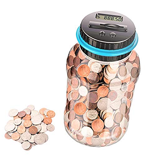 Digital Coin Bank,Money Saving Jar ,Coin Container with LCD,1.8L Large Piggy Bank for Adults,Kids,Girls,Boys,As a Birthday Gift