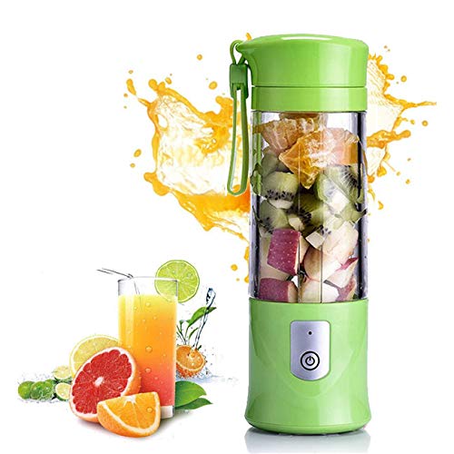 Portable Blender, Personal Size Blender USB Juicer Cup, 420ml Fruit Mixer Machine with 4000mAh Rechargeable Battery, Mini Travel Blender for Shakes and Smoothies, Baby Food, BPA-free (Green)