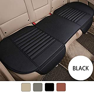 YIRU Premium PU Leather Car Seat Cover - Car Rear Bench Seat Cushion Cover Pad Mat Filling Bamboo Charcoal, Fit 95% of Vehicles, Non-Slip Bottom & Storage Pockets - 53.15'' x 19.29'' Black