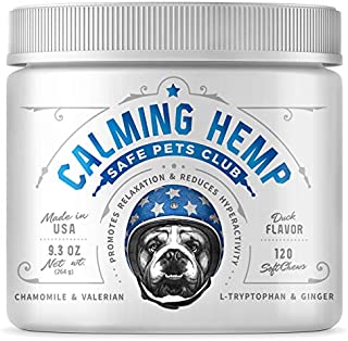 SAFE PETS CLUB Calming Treats for Dogs with Anxiety - Hemp Dog Treats for Calming - 120 Duck-Flavored Soft Calming Bites/Chews - Anxiety Relief for Dogs - Made in USA