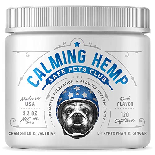 SAFE PETS CLUB Calming Treats for Dogs with Anxiety - Hemp Dog Treats for Calming - 120 Duck-Flavored Soft Calming Bites/Chews - Anxiety Relief for Dogs - Made in USA