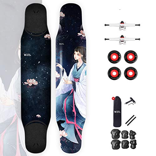 HYE-SPORT 45 Inch Pro Beginner Longboards Skateboard Men and Women Bamboo Board Dancing Skateboard Adult Tricks Skate Board Fully Assembled (Up to 280 LB)