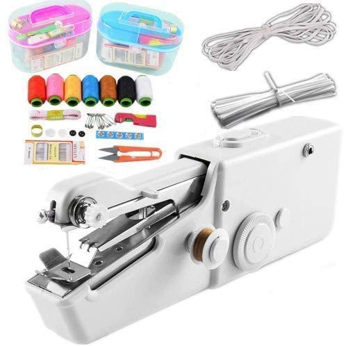 Handheld Sewing Machine, Mini Portable Cordless Handheld Electric Sewing Machine with Thread Kit, Quick Handy Stitch for Home or Travel use White