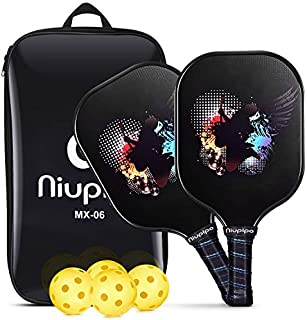 niupipo Pickleball Paddles, USAPA Pro Graphite Pickleball Paddle Set of 2 Pickleball Racquet 4 Pickleball Balls 1 Bag, Polypropylene Honeycomb Core, Graphite Face Cushion 4.25In Grip Pickleball