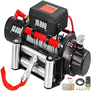 VEVOR Electric Winch 10000lb Load Capacity Truck Winch Compatible with Jeep Truck SUV 80ft/24.4m Cable Steel 12V Power Winch with Wireless Remote Control, Powerful Motor for ATV UTV Off Road Trailer