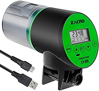 Zacro Automatic Fish Feeder - Rechargeable Timer Fish Feeder with USB Charger Cable, Fish Food Dispenser for Aquarium or Fish Tank