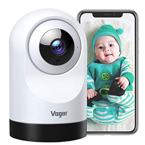 Voger Baby Monitor, 360-degree Wi-Fi Home Security Camera, PTZ Indoor Camera with 1080P IR Night Vision, Motion Tracking, 2-Way Audio, Compatible with Alexa