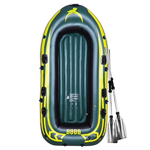 Yocalo Inflatable Boat Series,raft Inflatable Kayak, Fishing Boat Kayak,3-4 Person Boat with Aluminum Oars, Cushion, Rope,Repair Patch and High Output Hand Pump