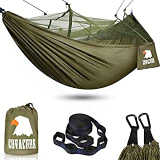 covacure Camping Hammock with Net - Lightweight Double Hammock, Portable Hammocks for Indoor, Outdoor, Hiking, Camping, Backpacking, Travel, Backyard, Beach