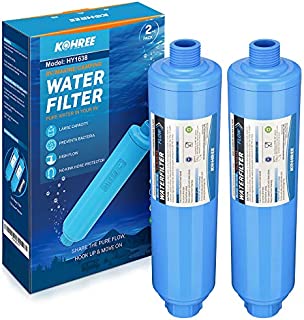 Kohree RV Marine Inline Water Filter, NSF Certified, Garden Camping Water Hose KDF Filter Accessories for Boat RV Camper Gardening Planting Trailer Motorhome-2 Packs