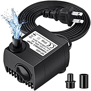 Homasy 80 GPH (300L/H, 4W) Submersible Water Pump, Ultra Quiet For Pond, Aquarium, Fish Tank Fountain, Powerful Water Pump with 5.9ft (1.8m) Power Cord