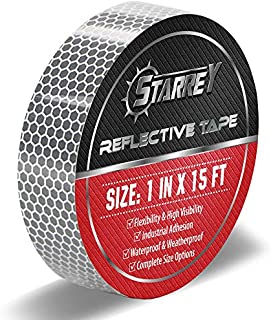 Starrey Flexible Reflective Tape White Silver 1 Inch X 15 Feet High Intensity Grade DOT-C2 Safety Tape Waterproof Conspicuity Trailer Reflector 