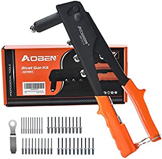 AOBEN Rivet Gun, Professional Rivet Gun Kit with 200-Piece Metal Rivets, Single Hand Manual Rivet Tool for Automotive, Railway, Furniture, Instrument.