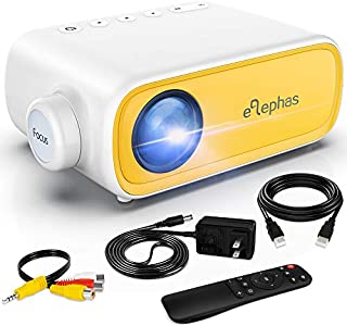 Mini Projector, ELEPHAS Portable Projector for iPhone, Video Smart Led Pocket Pico Small Home Phone Projector for Bedroom with Laptop HDMI USB TV AV Interfaces and Remote Control to Watch Cartoon