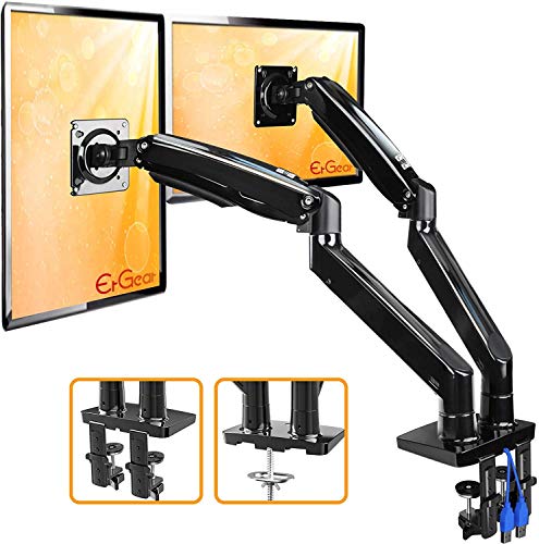 ErGear 22-35 Premium Dual Monitor Stand Mount w/USB, Ultrawide Computer Screen Desk Mount w/Full Motion Gas Spring Arm, Height/Tilt/Swivel/Rotation Adjustable, Holds from 6.6lbs to 26.5lbs / arm