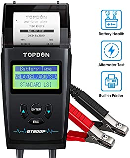 Car Battery Tester with Printer 12V 24V Load Tester, TOPDON BT500P Automotive Alternator Tester Auto Digital Analyzer Tool Charging Cranking System Tester for Car Truck Motorcycle ATV SUV Boat Yacht